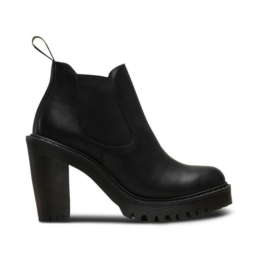 Dr. Martens Platform Chelsea High Heel Black Leather Chunky Hurston Boot SZ6